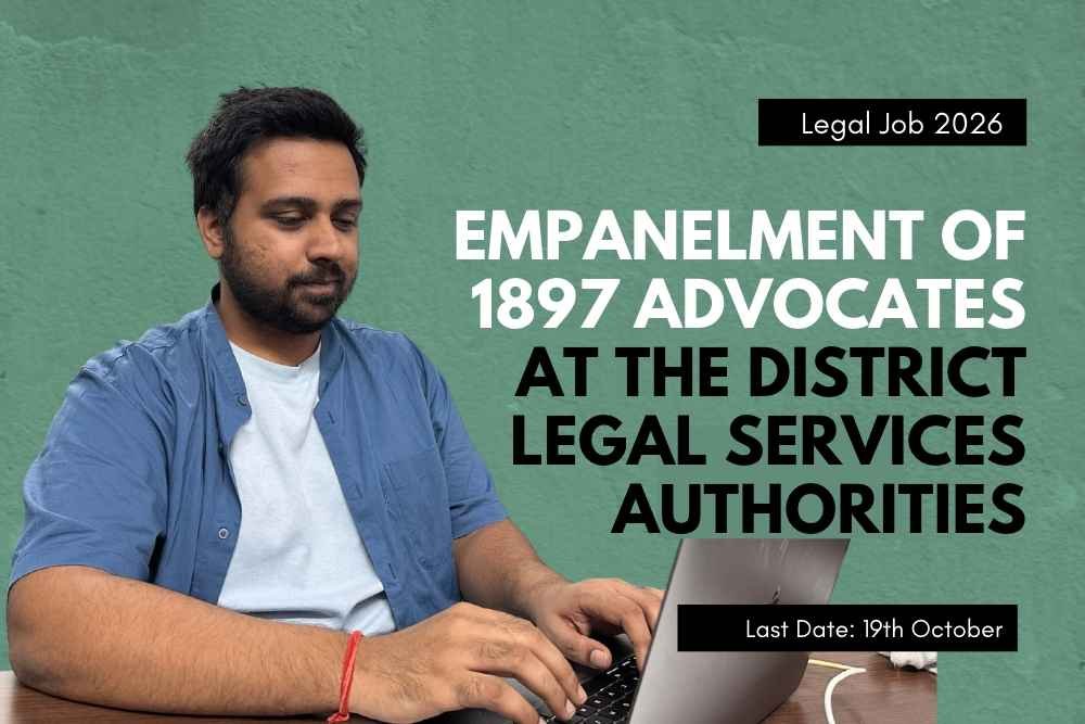 Empanelment Vacancy of 1897 Legal Services Advocates (LSAs) at the District Legal Services Authorities (DLSAs) [Legal Jobs 2026]